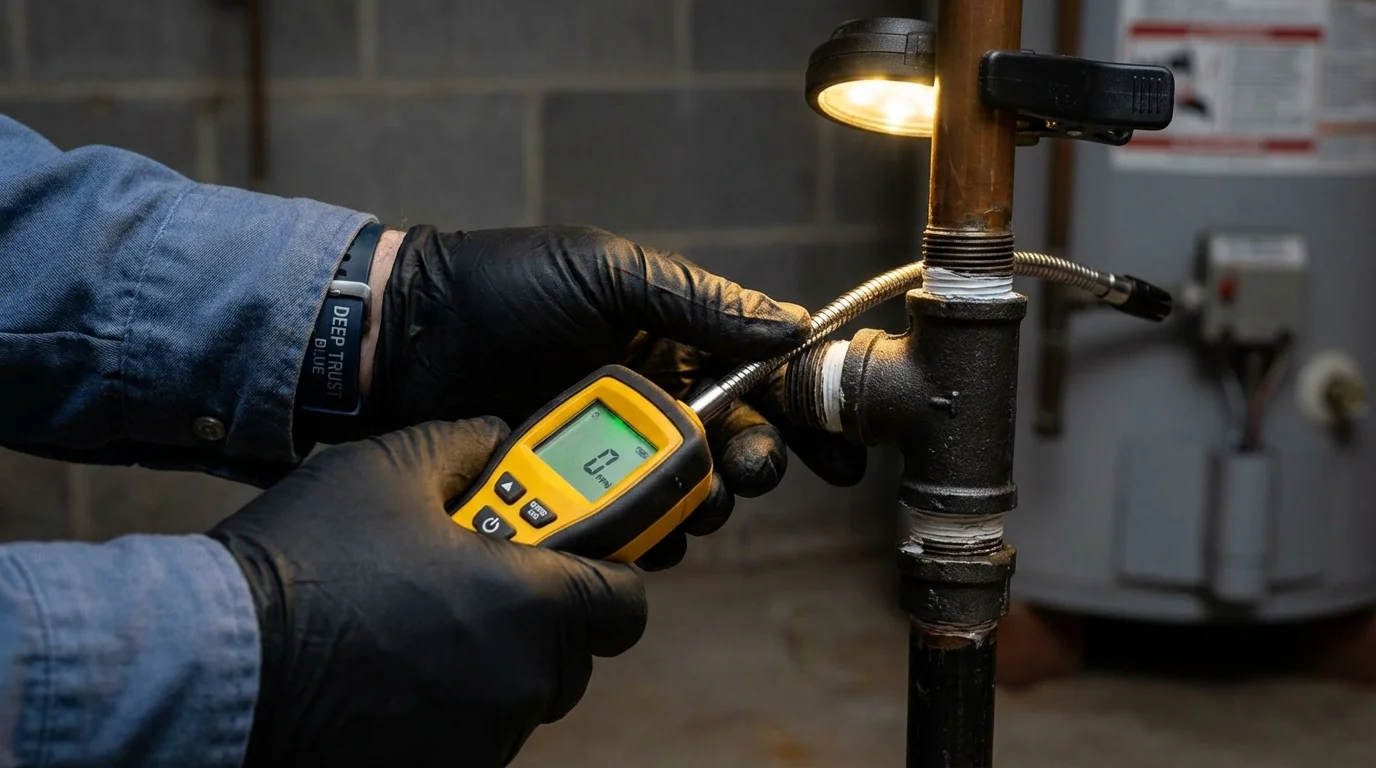 Gas leak detection with electronic sniffer by Johns Plumbing LLC in Lititz