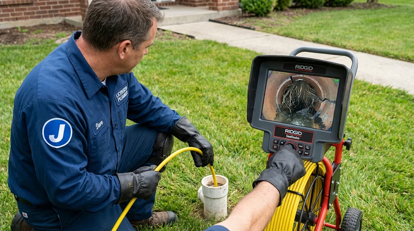 Sewer camera inspection being performed by Johns Plumbing LLC in Lititz